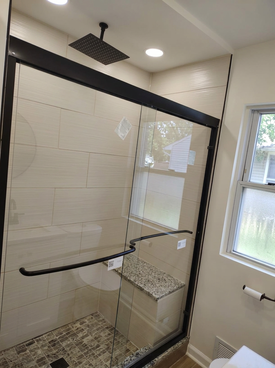 Bathroom remodel in Plainfield IL glass shower door