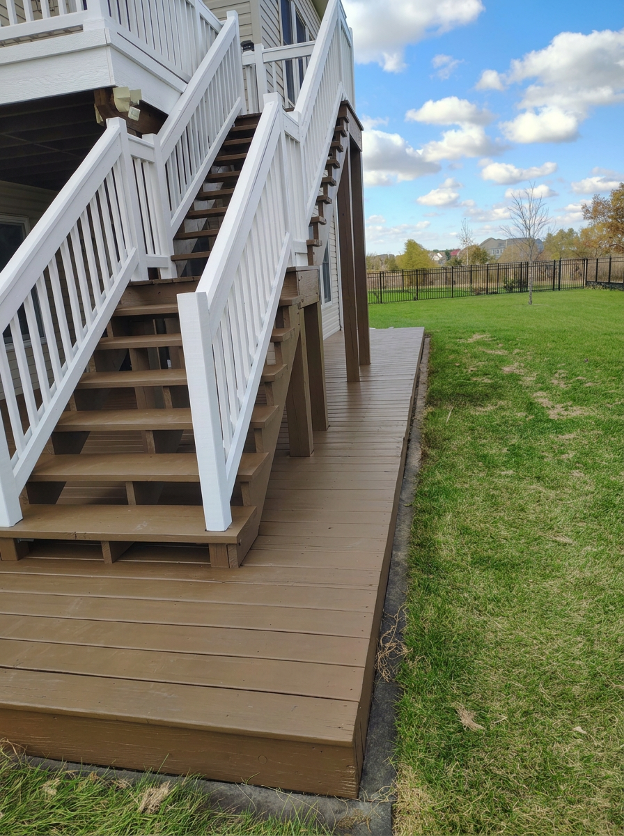 Deck builder in Plainfield IL stairs railing