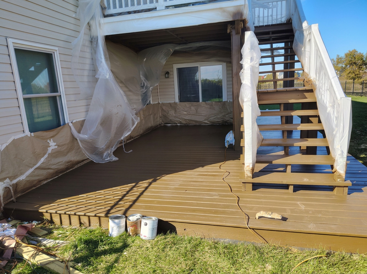 Deck construction in Plainfield IL stairs