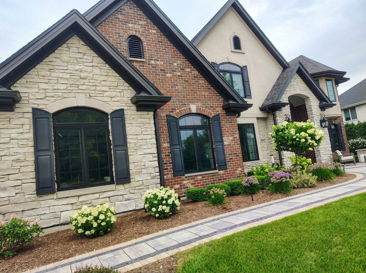 Home exterior remodel in Plainfield IL stone facade