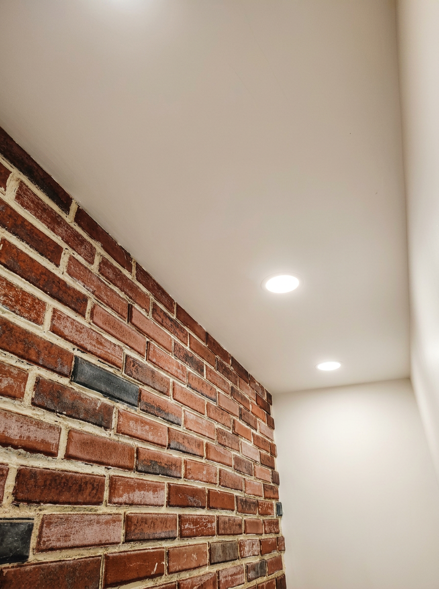 Interior remodel in Plainfield IL brick accent wall