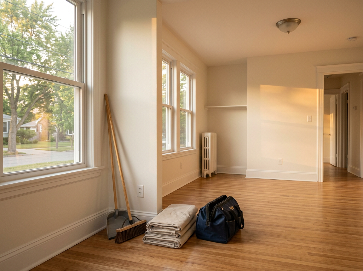 Freshly finished residential room left clean at the end of the work day