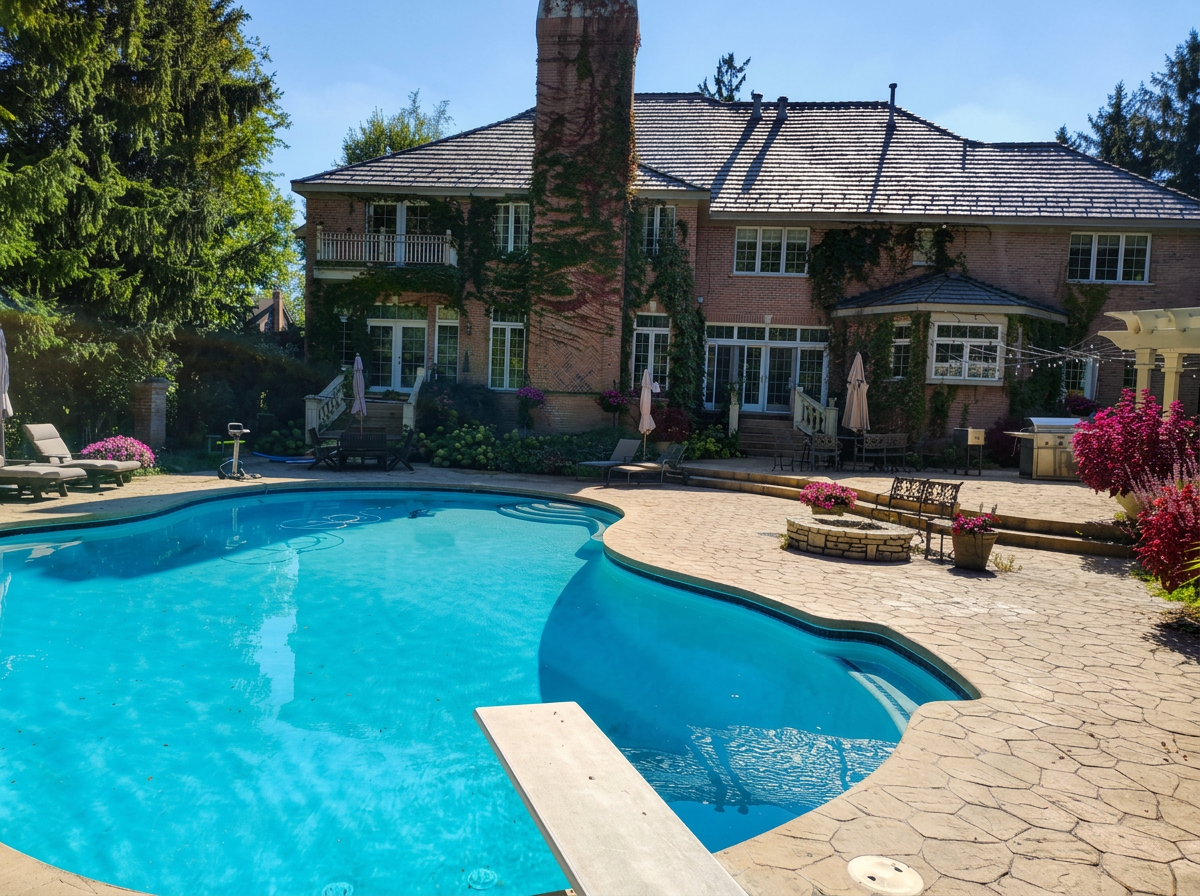 Pool patio in Plainfield IL backyard